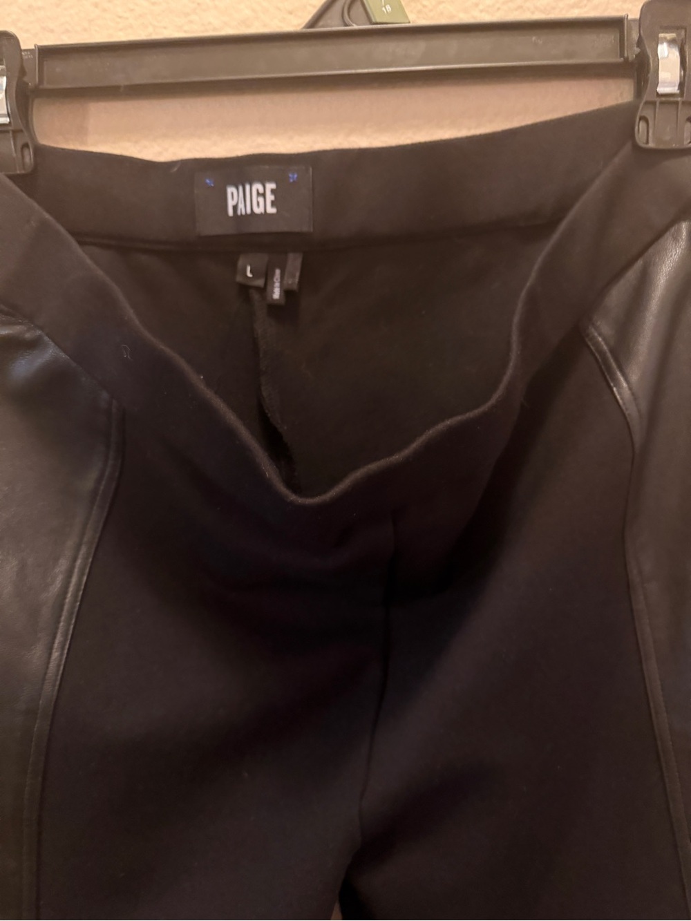 PAIGE Black Faux Leather Paneled Leggings - Picture 2 of 3